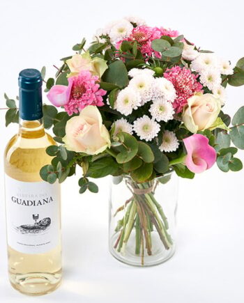 Sød Mors Dag Buket Med Hvidvin Send Blomster Med Bloomit