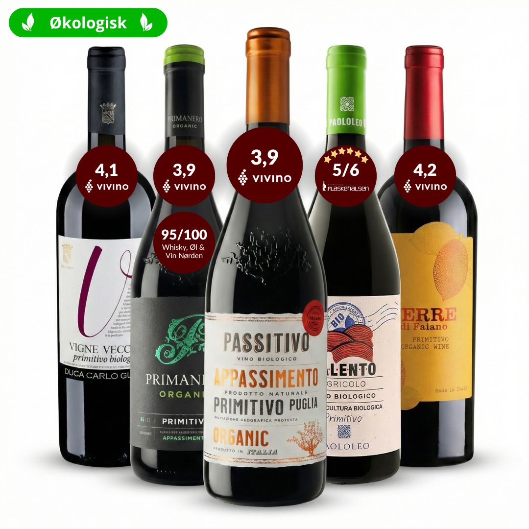 Primitivo Smagskasse økologiske Rødvine Fra Puglia Italien